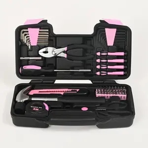 Pink 58PC Basic Repair Tool Kit  Mini Toolbox for, Office  College