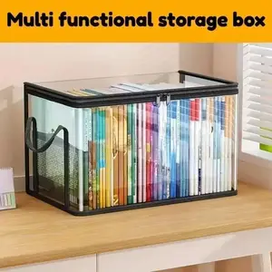 Large Clear Thick Plastic Storage Box with Hinged Lid - Heavy-Duty High-Capacity Home Organizer Bin for Home, Camping, Moving