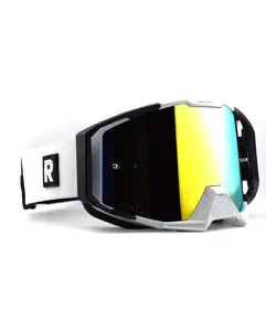 white and black motocross goggles