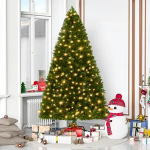 LEVELEVE Outdoor Christmas Decor Premium Pre-Lit 6FT Classic Artificial Holiday Tree w/1,000 Branch Tips, 250 LED Lights for Home, Office, Party Decoration Ornaments