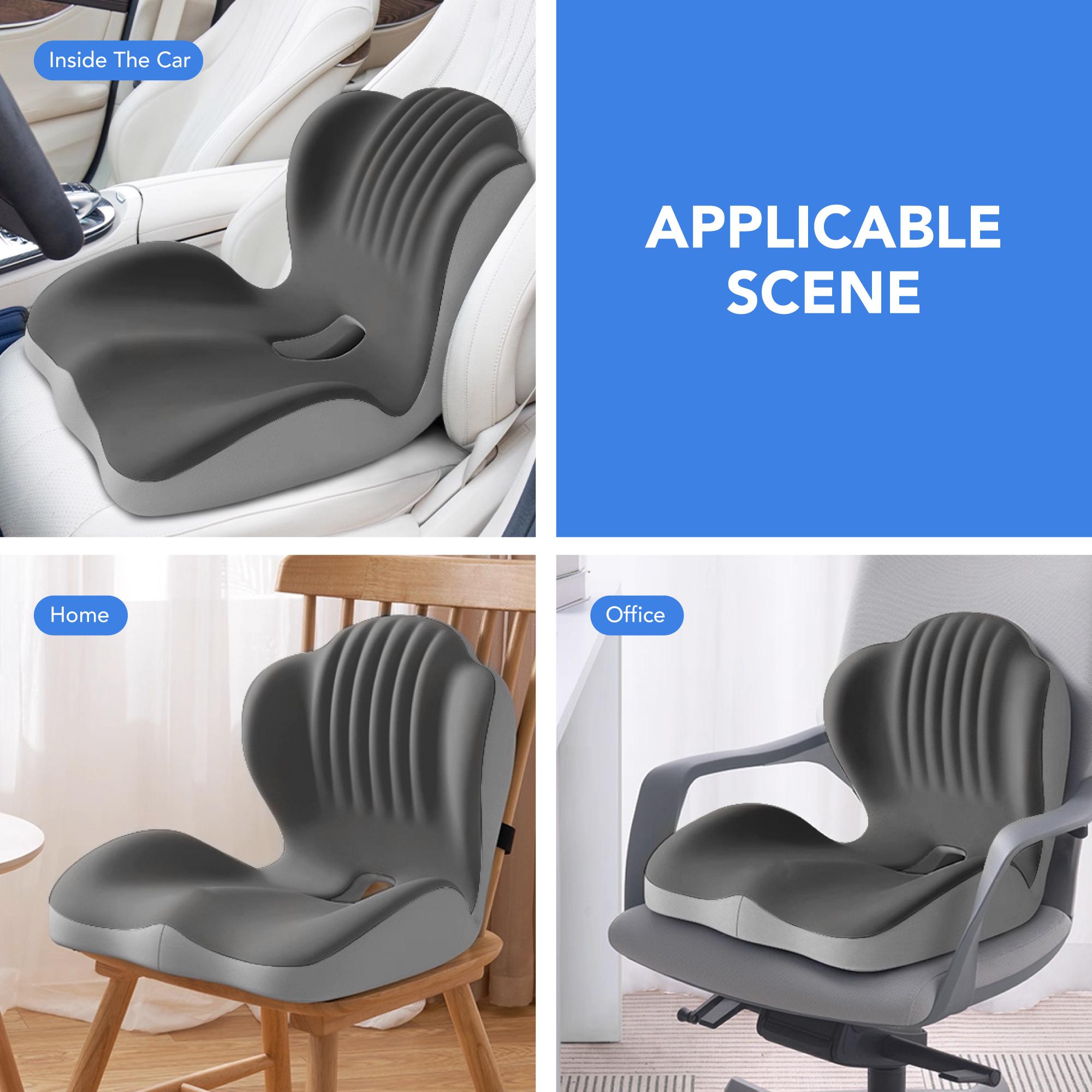 Ergonomic Memory Foam Seat Cushion with Lumbar Waist Support - Personalized Office Chair Cushion for Supportive Sitting, Stress Relief, Soft Cover for Home, Office Use