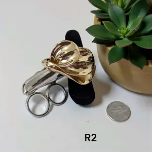 Petal 2 Finger Ring R2 - Elegant Flower Design in Gold and Silver NO RETURNS NO EXCHANGES