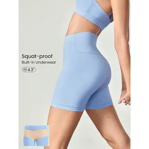 GLOWMODE 4.3" FeatherFit™ High-Rise Waist Shorts With Built-In Shorts Non-Slip Grips Low Impact Yoga Pilates Studio Daily Casual Wear