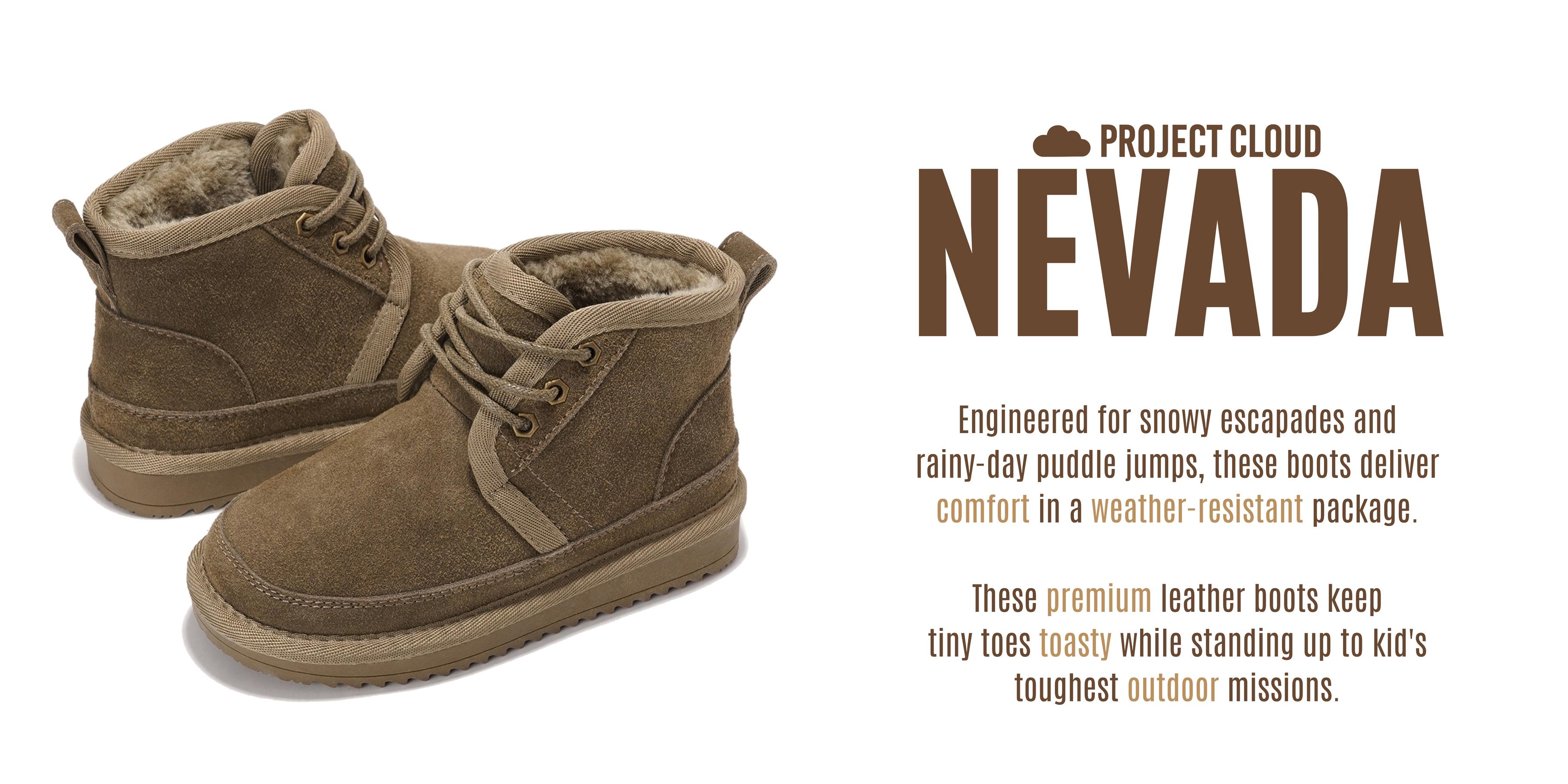 Project Cloud Kids "Nevada" Kids Fur-Lined Platform Boots Lightweight Water Resistant Non-Slip Ankle Boots Outdoor Shoes Footwear