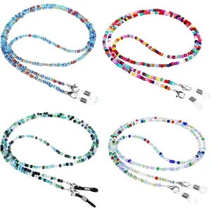 4PCS Eyeglass Holders Around Neck Eyeglass Chain for Women Stylish Beaded Glasses Chain for Girls Kids Men Glasses Neck Strap Vintage Reading Glasses Chain with Eyeglass Loop