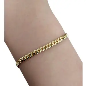 14k Real Gold Baby Monaco Cuban Bracelet