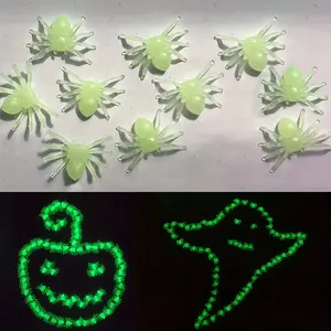 Luminous Spider Model (100 pcs), simulation insect toy, parody scary toy insect desktop scenery, Halloween fake spider luminous plastic toy, haunted house secret room grave scene decoration prank prop