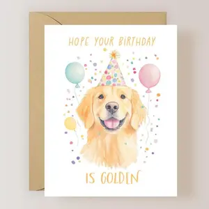 1PC Golden Retriever Birthday Card, Funny Dog Lover Gift, Unique Pun Design, Perfect for Birthdays & Special Occasions, Greeting Card, Fun Party Cards