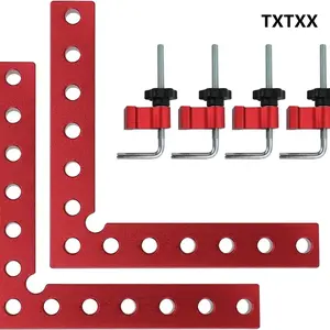 TXTXX Corner Clamp for Woodworking 90 Degree Right Angle Clamps 4 Pack 5.5" x 5.5" Aluminum Alloy Carpenter Tool for Picture Frames Boxes Cabinets or Drawers