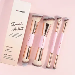 Maange 4-Piece Makeup Brush Set, Foundation Brush, Blush Brush, Loose Powder Brush, Eyeshadow Brush, Concealer Brush, Metal Frame, Synthetic Makeup Brushes