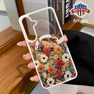 Magnetic Phone Case for Samsung Galaxy S24 Plus S25 Ultra S23 FE Ultra S22+ Art Oil Painting Flower Cluster Pattern TPU Durable Shockproof Anti-Scratch Stylish Smartphone Cover