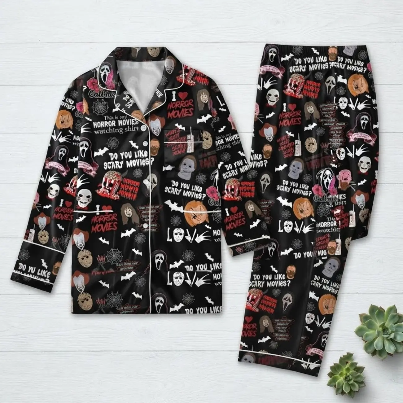 Scary Horror Movies Characters Halloween Matching Pajamas Set