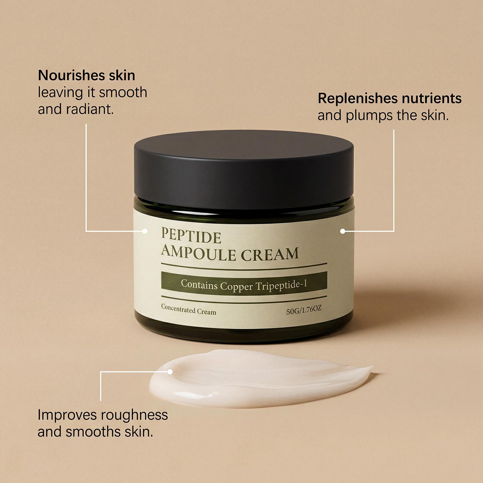 Peptide Ampoule Face Cream with Adenosine Lavander Oil Fine Line Treatment Moisturizing Elastin Boost Korean Skincare (1.69 fl oz)