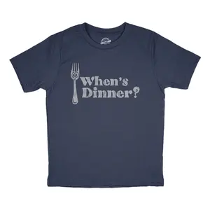 Youth Funny T Shirts Whens Dinner Sarcastic Eating Graphic Novelty Tee for Kids Funny T Shirts Sarcastic Tops for Kid Funny Food Short Sleeve Novelty Tees for Kids Navy -