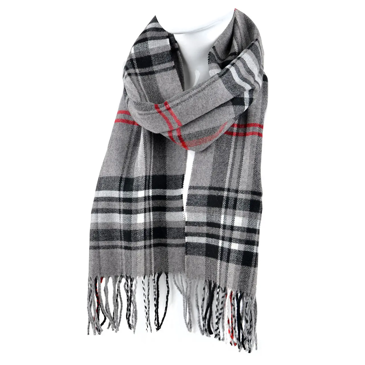 Unisex Checkered Rectangular Scarf - Soft Cashmere-Feel Acrylic Fashion Accessory, 30x168cm, for Warmth