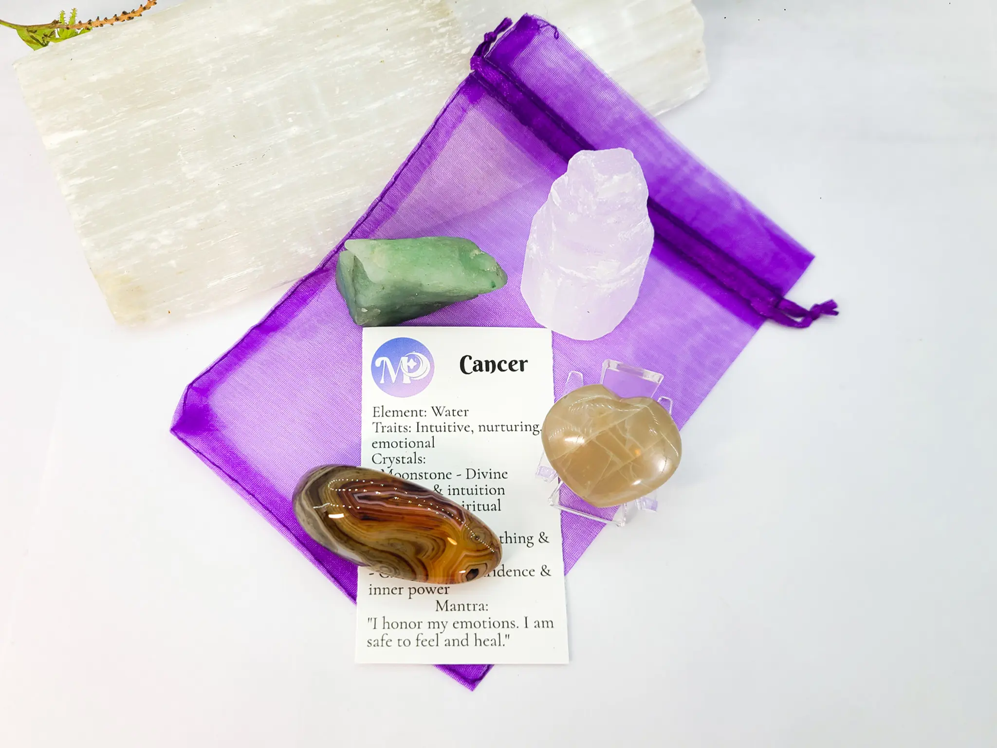 Cancer Zodiac Crystal Set | Crystal Surprise Lucky Scoop - Crystals for Zodiac and Gemstones