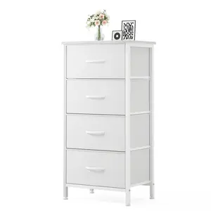 New Color Furniture Dresser, Modern 4-Drawer Skinny Fabric Storage Tower for Bedroom Indoor Use, Wooden Storage Organization Chest, Indoor Furniture Cupboard & Cabinet