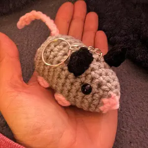Cocheted mouse/rat keychain