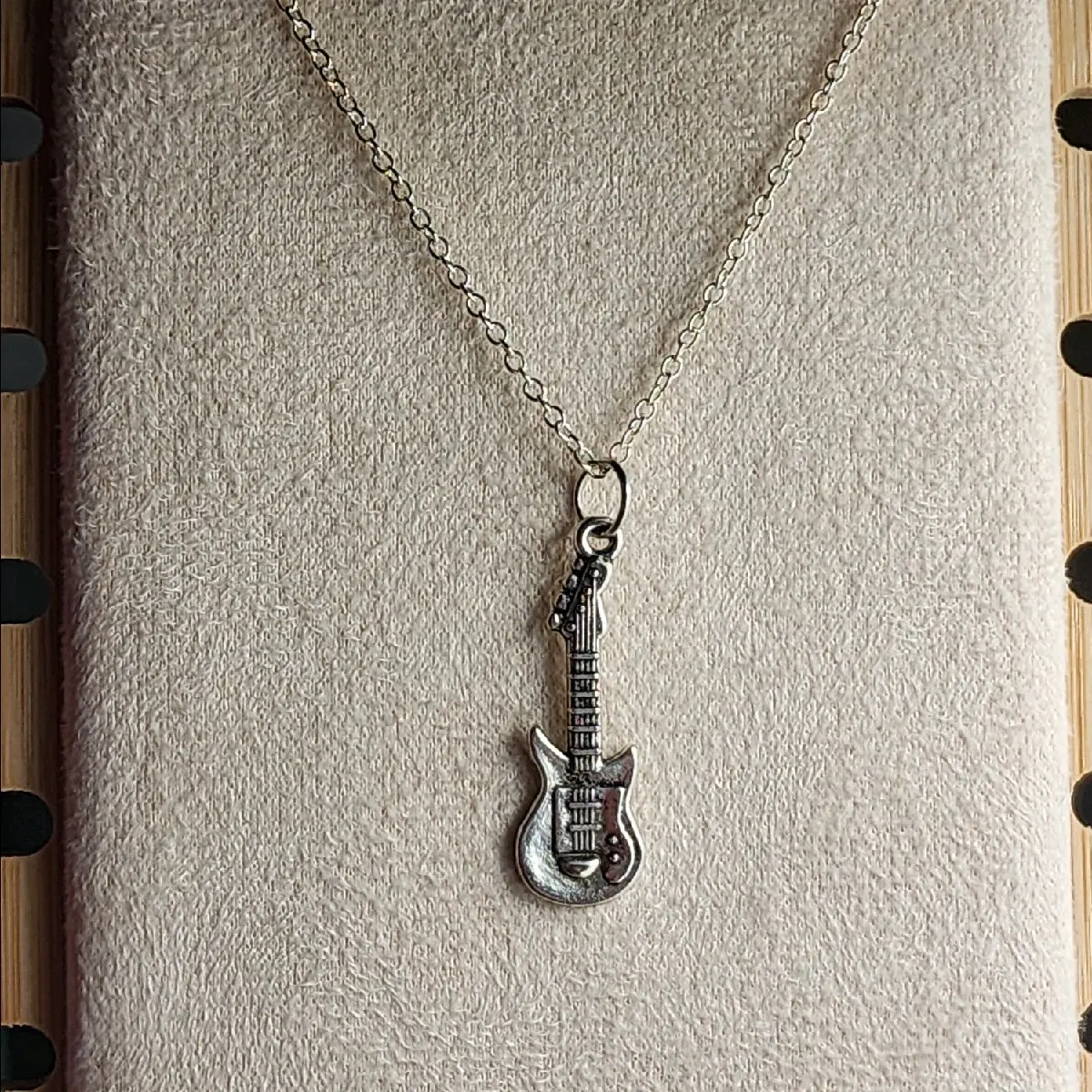 Guitar Necklace for Music Lovers 18 Inch Chain with Fine Lines & Curves Metal Coating Pendant Statement Jewelry Gift