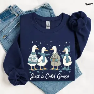 Winter Goose Sweatshirt, Funny Cozy Goose Shirt, Cute Winter Animals, Christmas Trendy, Snow Funny Goose Shirt