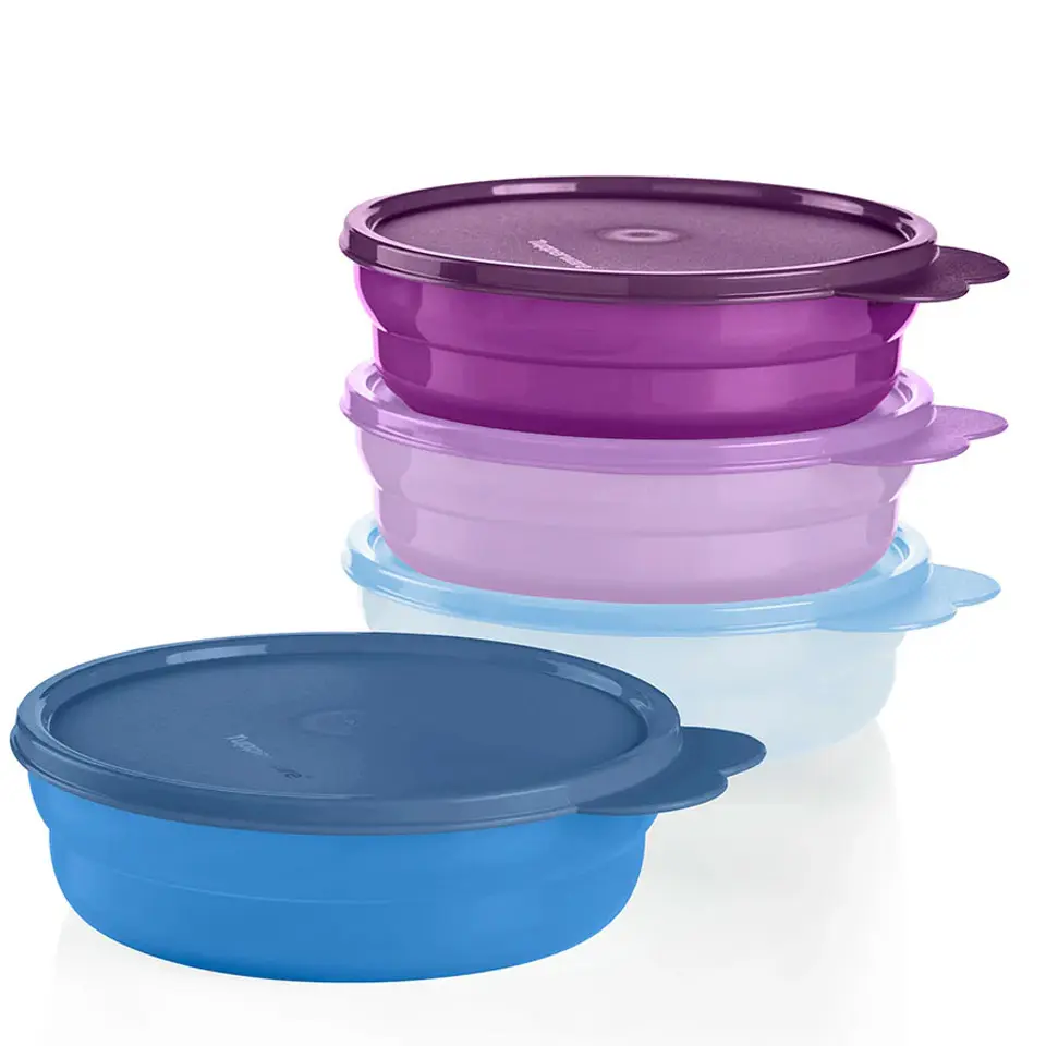 Microwave Reheatable Cereal Bowls Set of four, 2-Cup Airtight Storage with Lids, 600W Reheat-Safe Bowls, Dishwasher Safe, Nesting, Multicolor