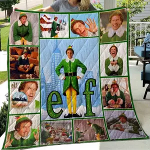 Funny Elf Sherpa Christmas Quilt Blanket, Elf Sherpa Cozy Quilt Blanket, Bedding blanket, Bedding Decor, Home Decor Gift.