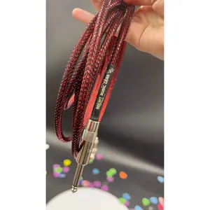 Red Metallic and Black Handmade Guitar Cable Straight or Right-Angle (your choice)