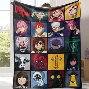 Dandadan Printed Flannel Blanket, Ultra Soft Cozy Anime Throw Blanket, Funny Manga Fandom Blanket with Momo Okarun Turbo Granny Graphic, Lightweight Warm Plush Blanket for Bedroom Couch Living , Perfect Gift for Birthday Christmas Anime Fans Otaku
