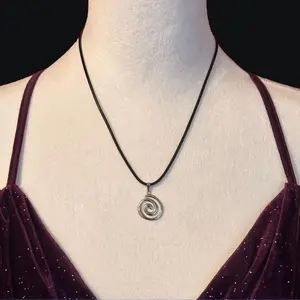 Whimsygoth Spiral Necklace Vortex Swirl Swirling Silver Pendant Choker Necklace