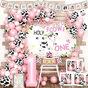 Holy cow im one birthday decorations 1st birthday decorations girl cow first birthday party supplies girl cow print one year old birthday decorations first birthday girl decorations