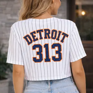 EXCLUSIVE DROP: Sparkle Detroit 313 Baseball Jersey CROP Length