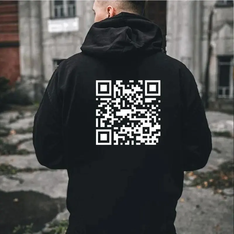 F You Hoodie QR Code, Funny Hidden Message Sweatshirt Trendy Viral TikTok Hoodie for Men and Women, Sarcastic Streetwear Pullover, Cool Tech Gift for Friends or Couples
