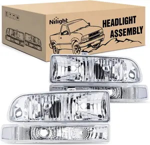 Nilight Headlight Assembly for 1998 1999 2000 2001 2002 2003 2004 2005 Chevy Blazer Headlights 1998-2004 Chevrolet S10 Pickup Replacement Headlamp Housing Bumper Lights