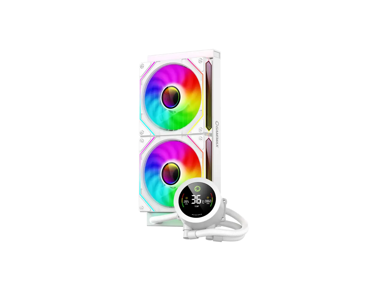 GAMEMAX IceBurg 240 Digital WH, Liquid CPU Cooler 240mm Addressable ARGB Pump Fans 245W TDP AIO Water Cooler,  Supports Intel LGA 1851/1700, AMD AM5/AM4