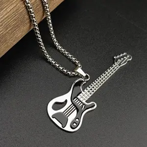 Guitar Pendant Necklace Rockstar's Groove Guitar Pendant Necklace sport  anime necklace Creativity Music