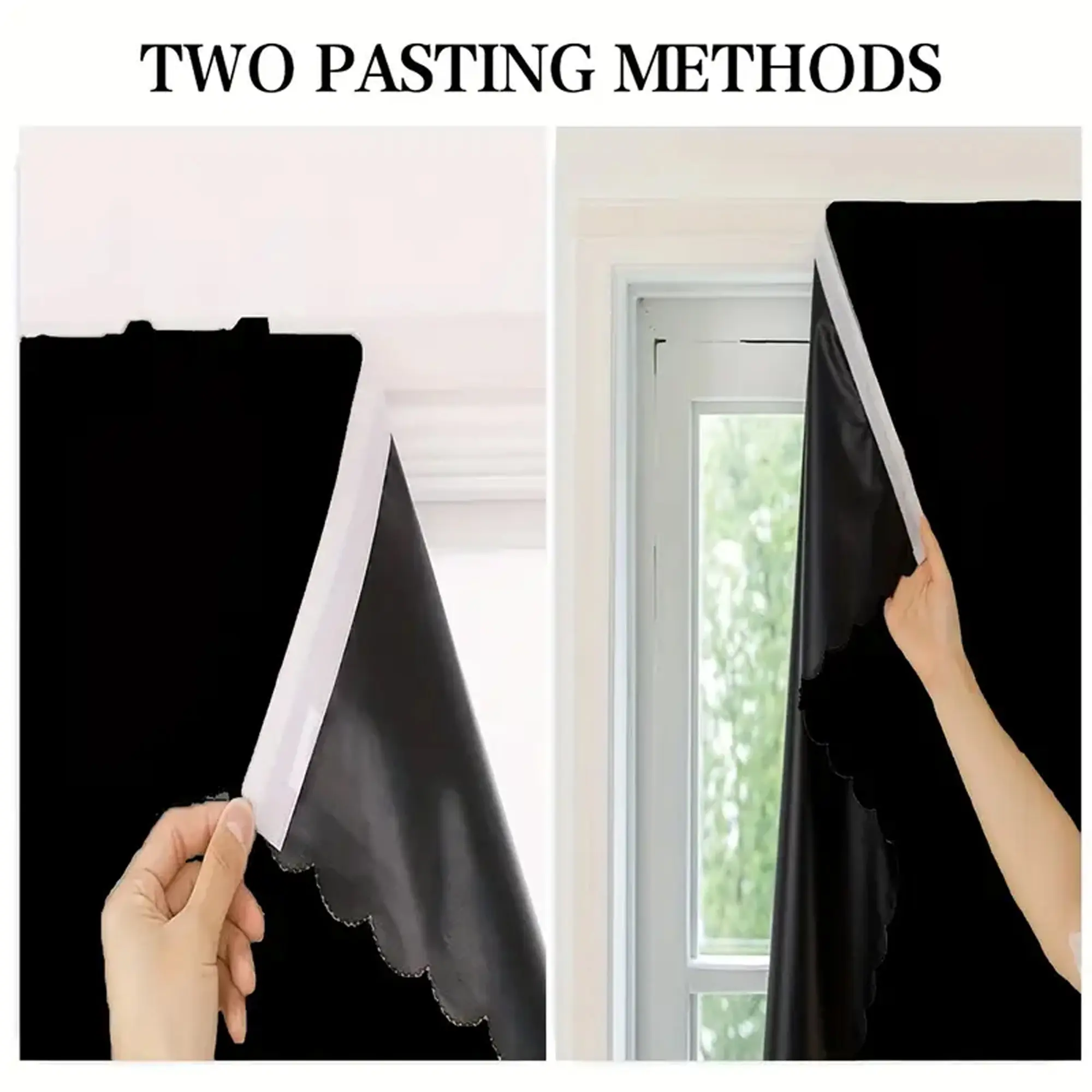 Modern Blackout Curtains, Self-Adhesive Drapes for Bedroom & Living Room, Easy Installation, Sunlight Blocking, Korean Style Design, Blackout Window Cover