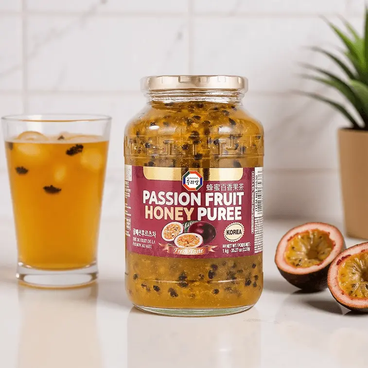 SURASANG Korean Honey Passion Fruit Concentrated Jarred Jam - Refreshing Tea & Drink Mixer, Fruit Spread for Ade, Pancakes, Dessert Topping (Jarred Jams and Preserves Category)