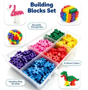 Multicolor Geometric Interlocking Building Blocks Set, Toddler STEM Stackable Puzzle Bricks Educational Toy with Divided Storage Organizer Case