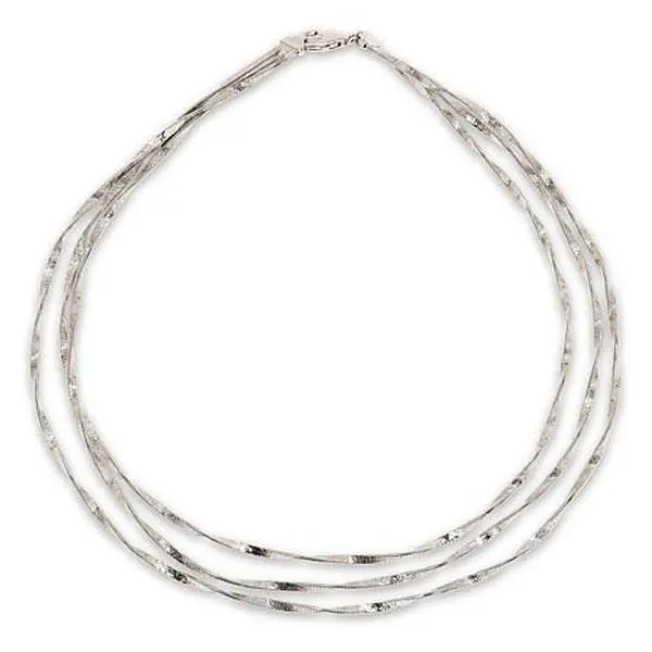 Bellezza 18" Bronze Polished and Diamond-Cut 3-Row Omega Necklace