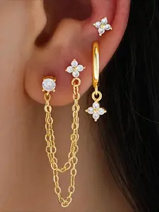 New four-leaf clover zirconium copper earrings - fashionable and high-end flower chain fringed ear pendants - wholesale for women