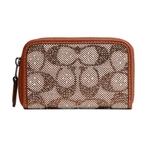 Coach Essential 11 Jacquard Zip-Around Card Case for Women in Amber