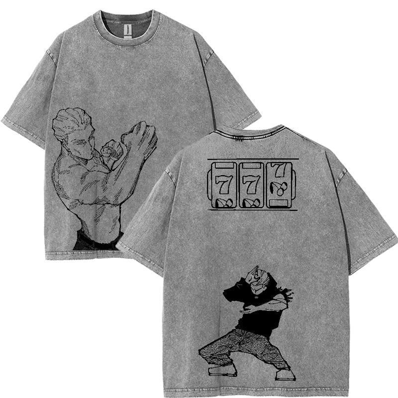 Hakari Kinji- Jujutsu Kaisen Retro Vintage Oversize Anime Manga Washed Heavyweight Cotton T-shirt, Gift For Anime Fan, Fabric Top