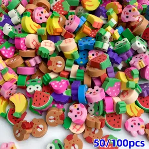 Animal Fruit Erasers Set, Random Colors, 10 Designs, Classroom Prizes, Halloween, Christmas Gifts, Birthday Party Supplies, Office School Supplies