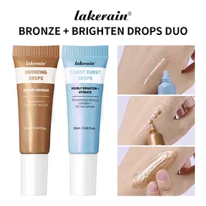 Lakerain Bronze Essence Travel Set (2-Pack) – Hydrating & Illuminating Essence (with Niacinamide) + Tanning Nourishing Essence, Easy Natural Sun-Kissed Glow, Travel-Friendly Kit for Trips & Vacations