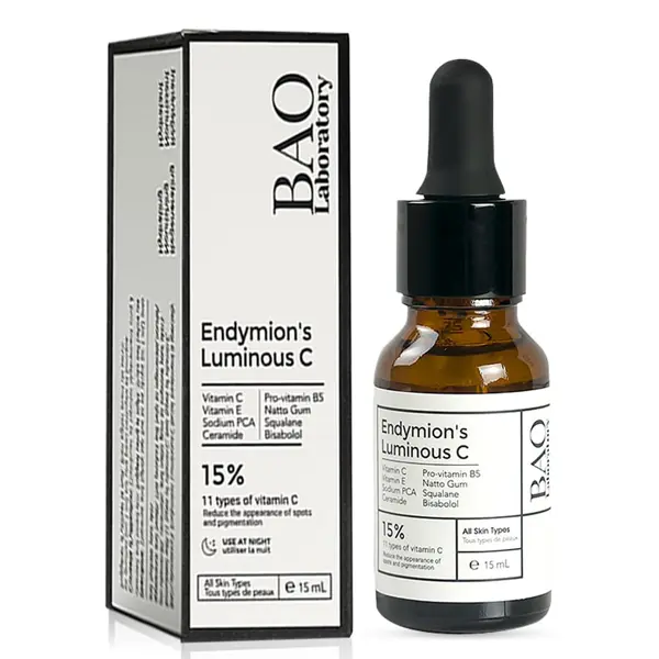 BAO Laboratory ENDYMION’S LUMINOUS C Face Serum | Bisabolol, Squalane, Vitamin C &E | Multi Vitamin Serum for Brightening, Regenerating And Refreshing Skin| Face Serum For All Skin Types (15 ML) Skincare Anti Aging  Hydrating Comfort Oil Vegan Skin Repair