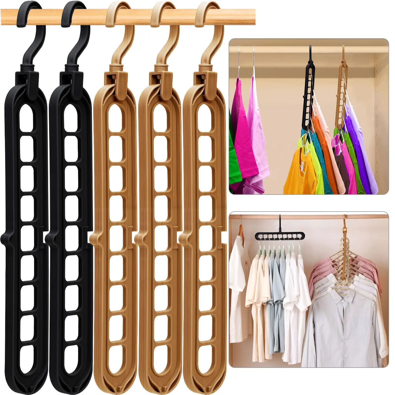 5-Pack Heavy Duty Foldable Pants Hangers with 9 Holes – Space Saving Magic Closet Organizer, Multifunctional Clothing Storage for Jeans, Trousers & Heavy Clothes, Non-Slip Adjustable Hooks for Wardrobe Organization