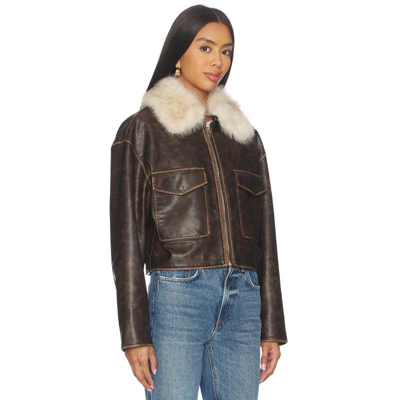 BLANKNYC Cropped Bomber in Caffeine Rush