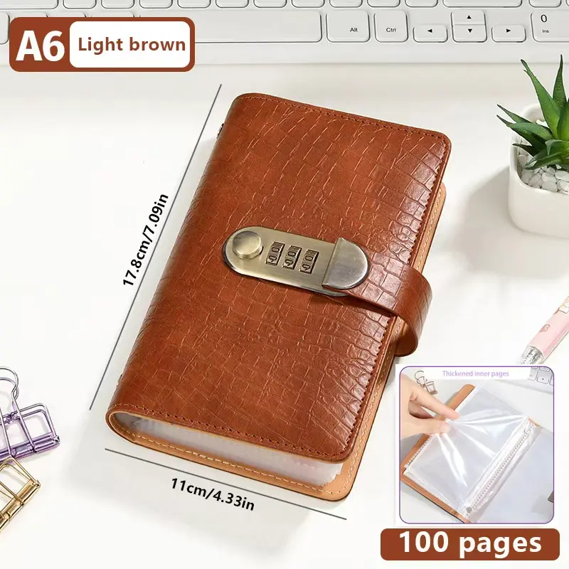 A6 savings notebook, a small financial management book with a lock, suitable for storing money and important information,  cash notebook Bill Organizer Planner Monthly Budget Planner