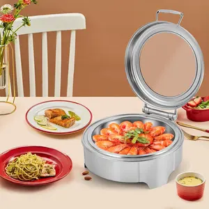 6.34QT Electric Chafing Dish Buffet Set, 400W Stainless Steel Buffet Server Set Catering Warmer Food Warmers Chafers for Dinner, Parties, Wedding, Party Catering, Round