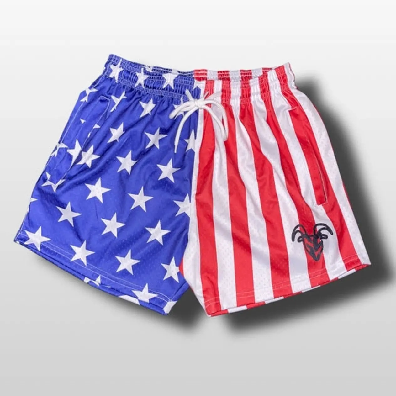 Men's Goat Strength Mesh Shorts | Flag Gym Shorts Breathable Elastic Workout shorts | USA Flag Athletic Shorts | Independence Day Outfit | Breathable Mesh Shorts | Basketball Shorts Men | Gym Workout Shorts | Summer Casual Shorts